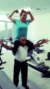 Weightlifting: Jaydene Nepia is easily lifted by her mentor Precious McKenzie.
